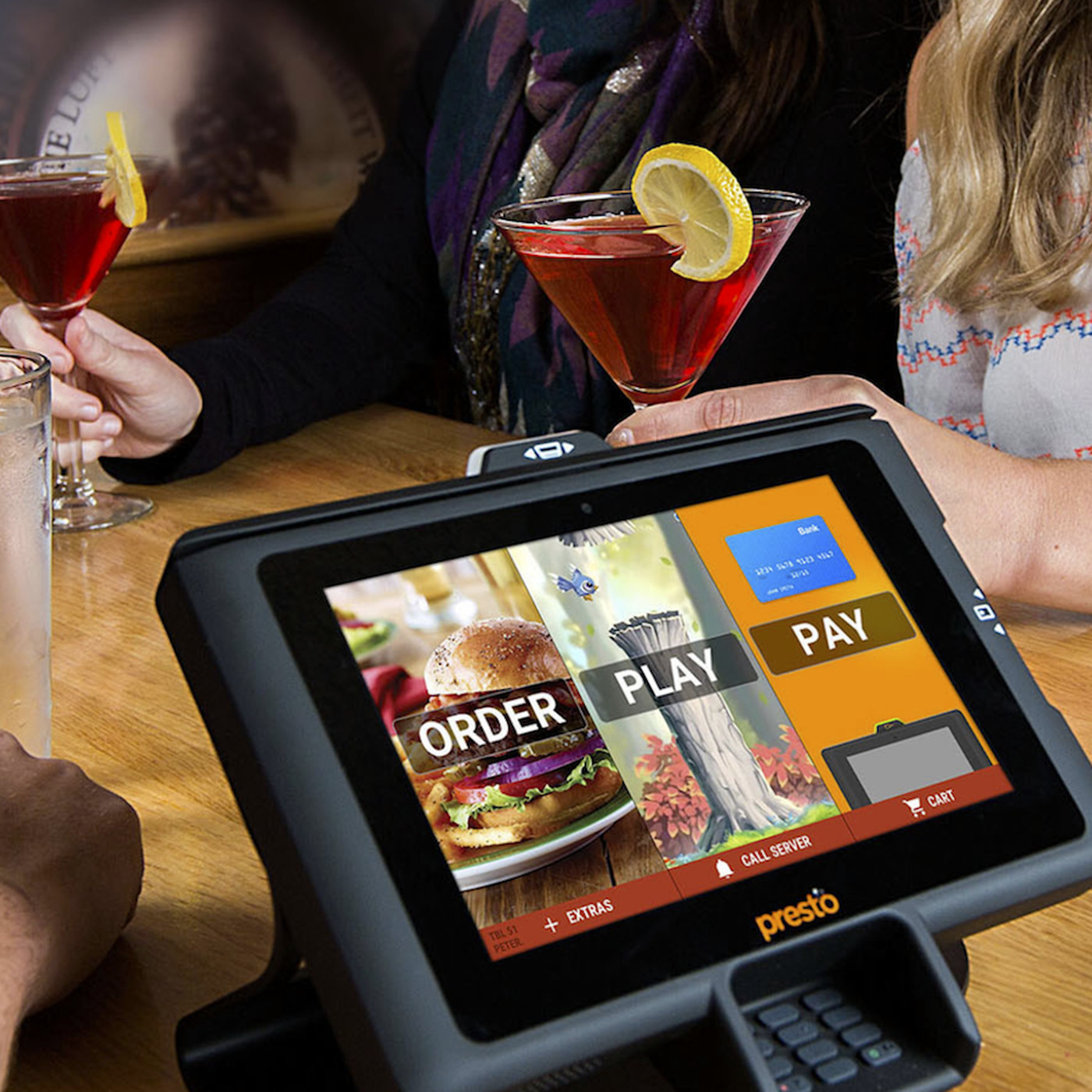 Restaurant tablet for order, play and pay
